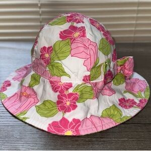 Janie and Jack Baby Girl Floral Side Bow Sun Bucket‎ Hat Size 6-12mo